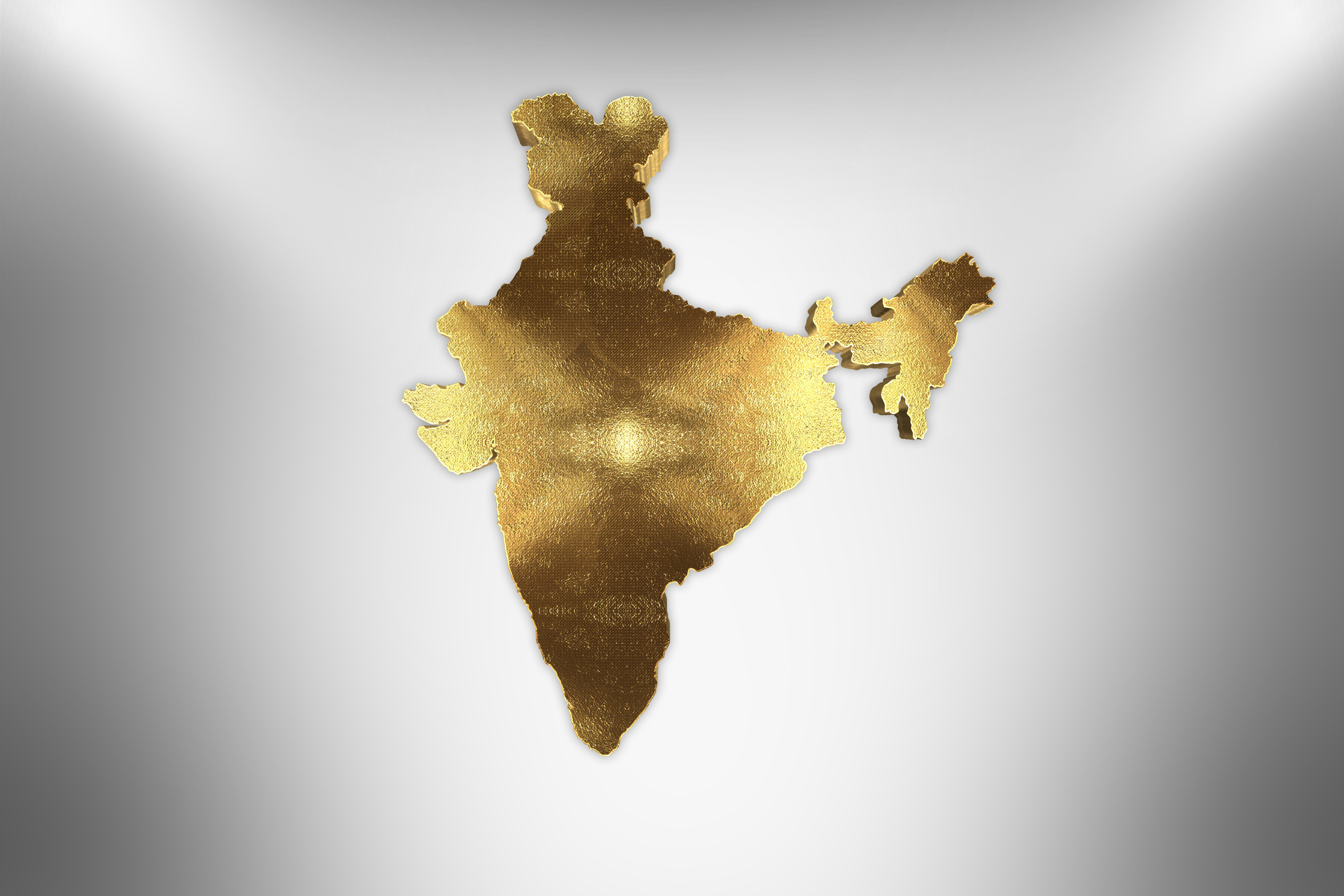 Golden India Map 3D Stock Pictures HD